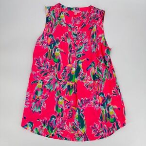Lilly Pulitzer Sleeveless Blouse Women's Medium Pink‎ Tropical Toucan Print Top